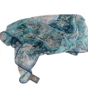 Vince Camuto Blue Marbled Silk Scarf NWOT